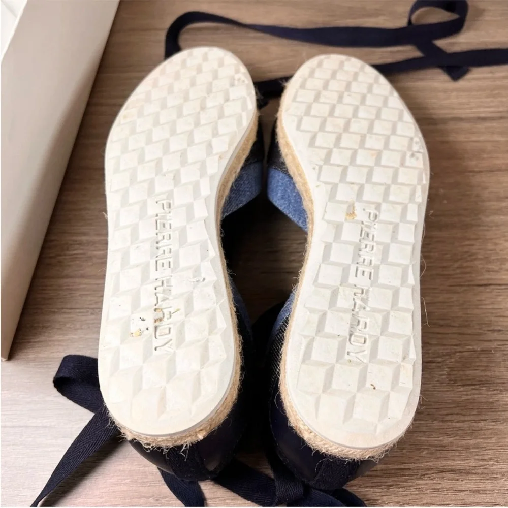 Pierre Hardy Bauhaus Beach Denim d’Orsay Ankle Tie Espadrilles Size 38